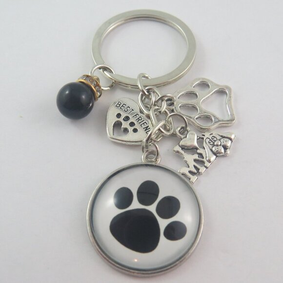 Paw Print Keychain Dog Lover Gift for Her Pet Owner Bag Accessory Animal Lover - Picture 1 of 4